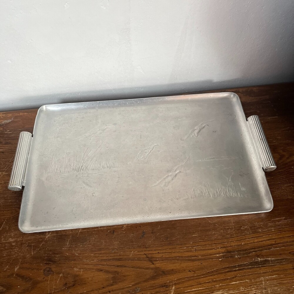 VTG Wendell August Forge Hammered Aluminum Serving Tray Flying Ducks Geese Birds